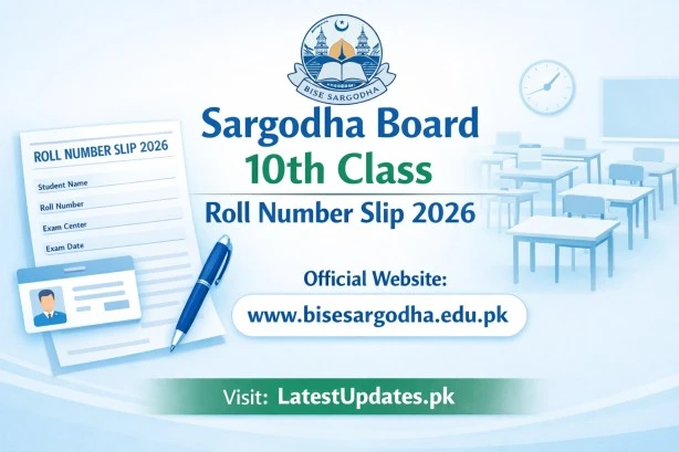 Sargodha Board 10th Class Roll Number Slip 2026