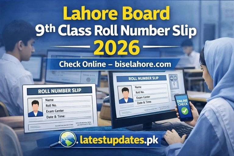 Lahore Board 9th Class Roll Number Slip 2026