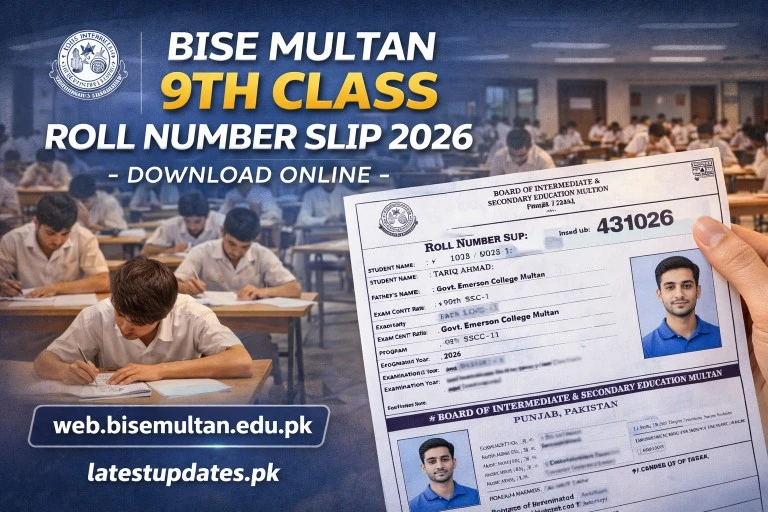 BISE Multan Class 9th Roll Number Slip 2026