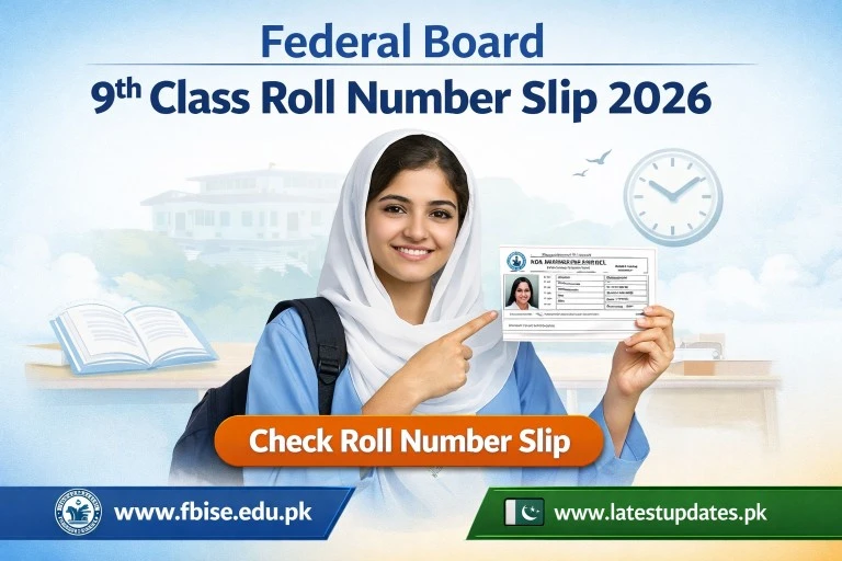 Federal Board Islamabad 9th Class Roll Number Slip 2026