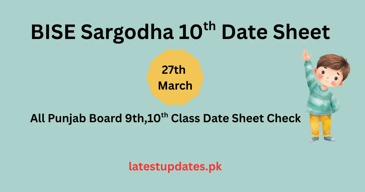 BISE Sargodha 10th Class Date Sheet 2026