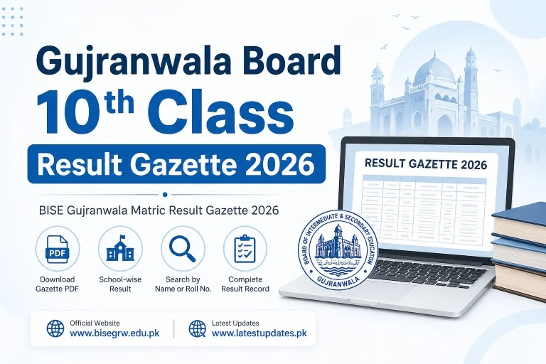Gujranwala Board 10th Class Result Gazette 2026