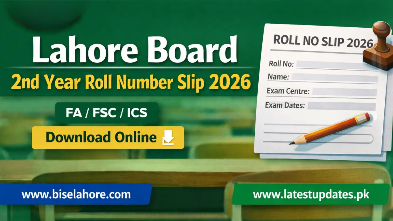 Lahore Board 2nd Year Roll Number Slip 2026
