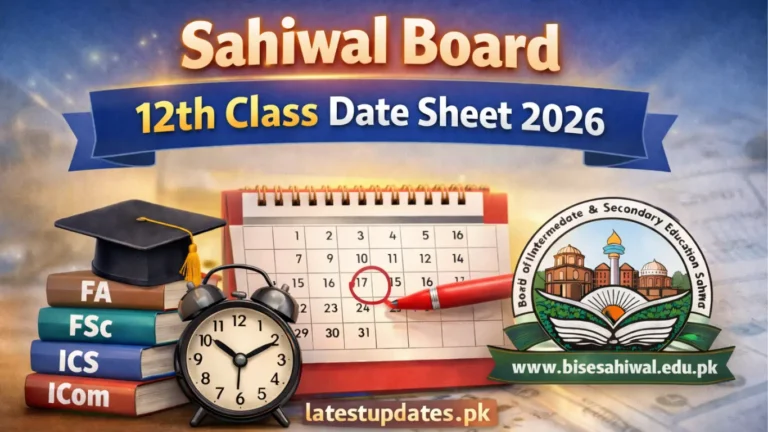 Sahiwal Board 12th Date Sheet 2026