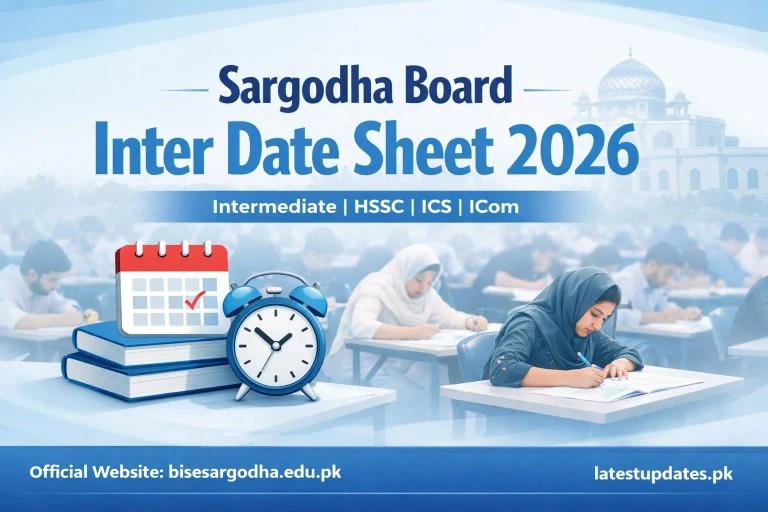 Sargodha Board Date Sheet 2026 Intermediate HSSC ICom ICS