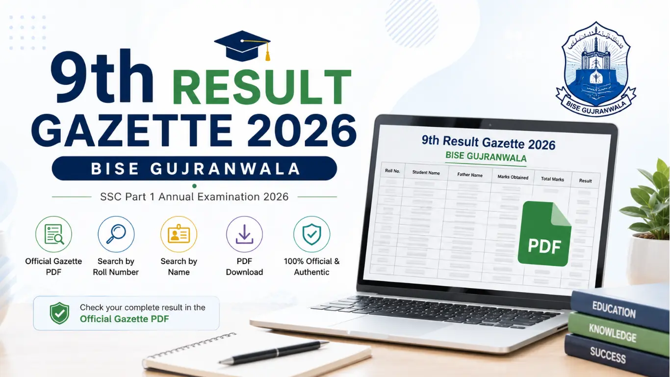 9th Result Gazette 2026 BISE Gujranwala