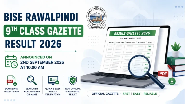 BISE Rawalpindi 9th Class Gazette Result 2026