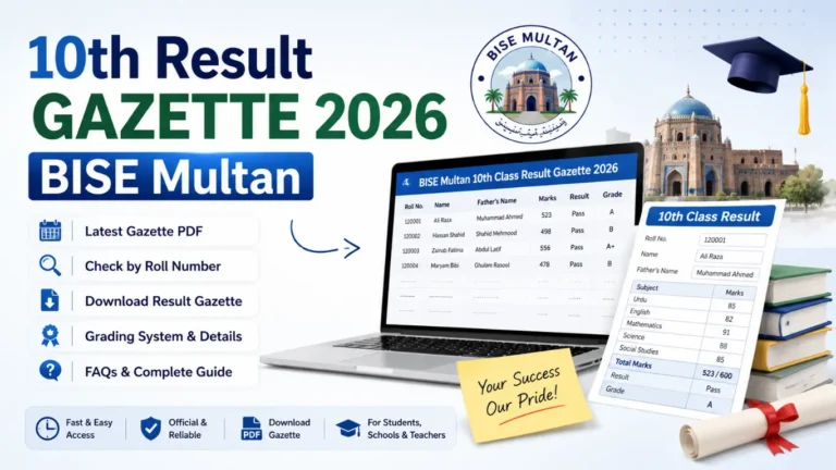 10th Result Gazette 2026 BISE Multan