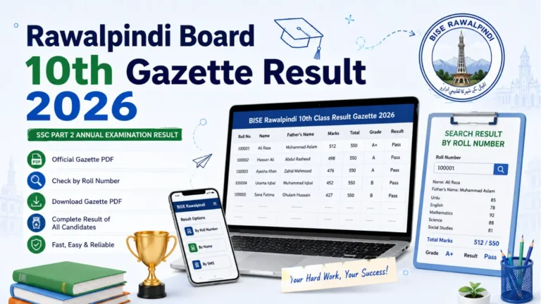 Rawalpindi Board 10th Gazette result 2026
